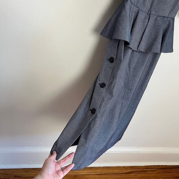 Vintage ACT 1 New York Peplum Pencil Midi Dress Puff Sleeves Collared with Tie 2 - Picture 14 of 16